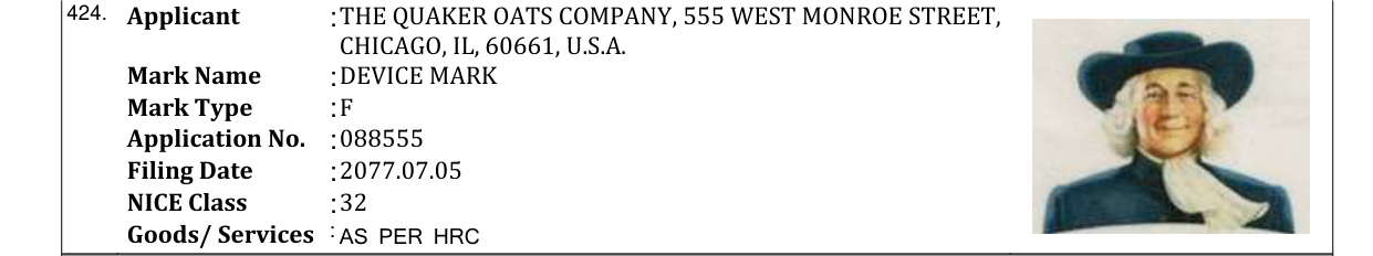 Original bulletin entry for DEVICE MARK