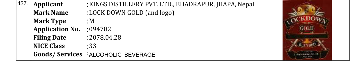 Original bulletin entry for LOCK DOWN GOLD (and logo)