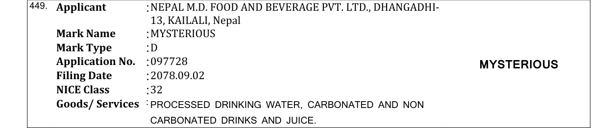 Original bulletin entry for MYSTERIOUS