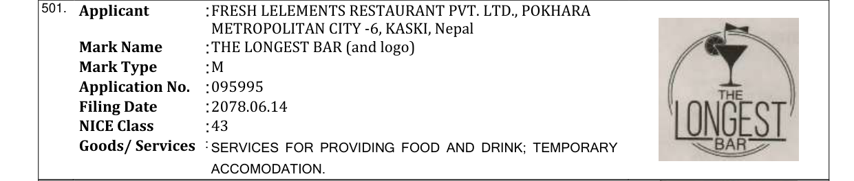 Original bulletin entry for THE LONGEST BAR (and logo)