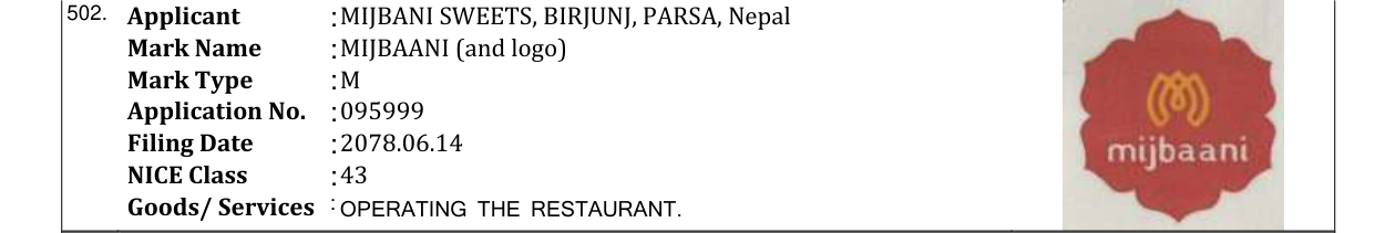 Original bulletin entry for MIJBAANI (and logo)
