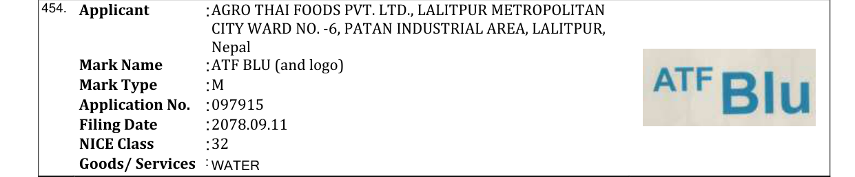 Original bulletin entry for ATF BLU (and logo)