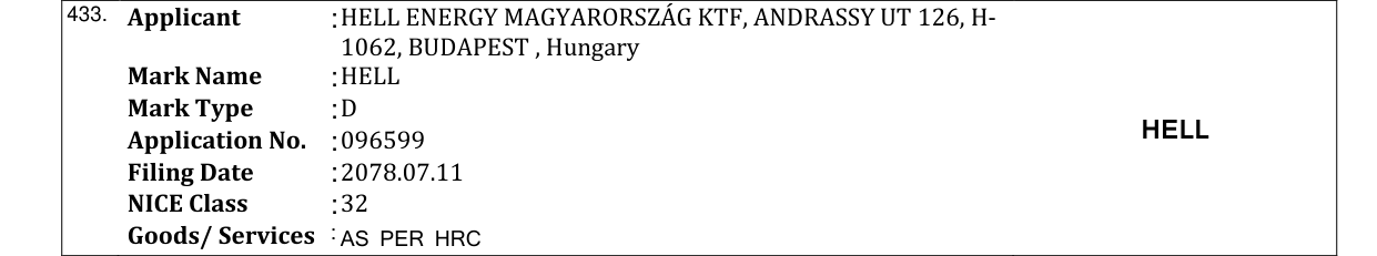 Original bulletin entry for HELL