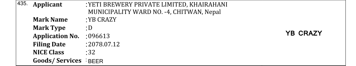 Original bulletin entry for YB CRAZY