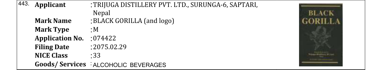 Original bulletin entry for BLACK GORILLA (and logo)