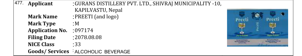 Original bulletin entry for PREETI (and logo)