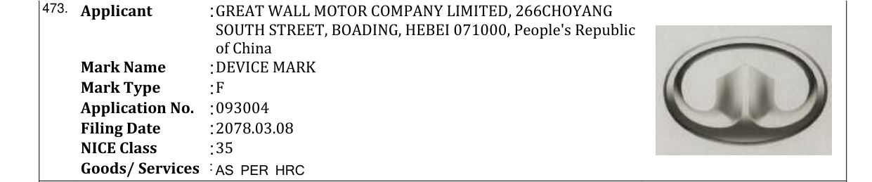 Original bulletin entry for DEVICE MARK