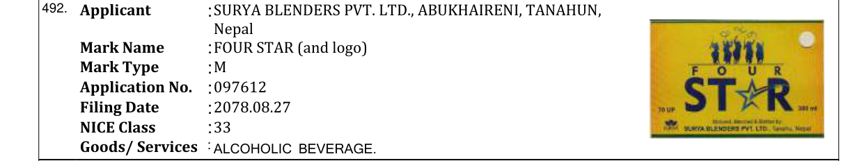 Original bulletin entry for FOUR STAR (and logo)