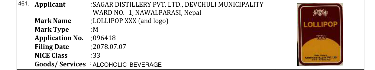 Original bulletin entry for LOLLIPOP XXX (and logo)