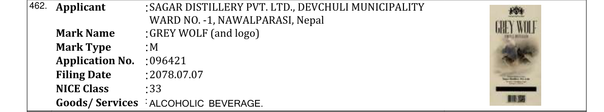Original bulletin entry for GREY WOLF (and logo)