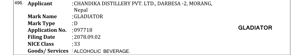 Original bulletin entry for GLADIATOR