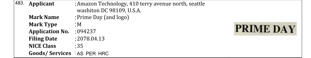 Original bulletin entry for Prime Day (and logo)