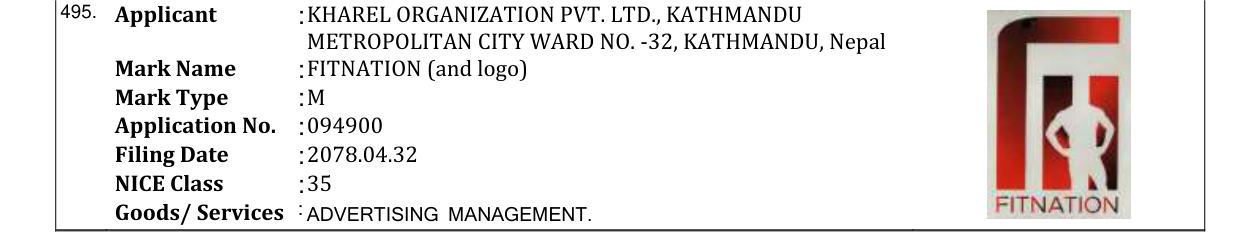 Original bulletin entry for FITNATION (and logo)