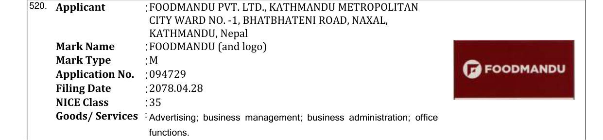 Original bulletin entry for FOODMANDU (and logo)