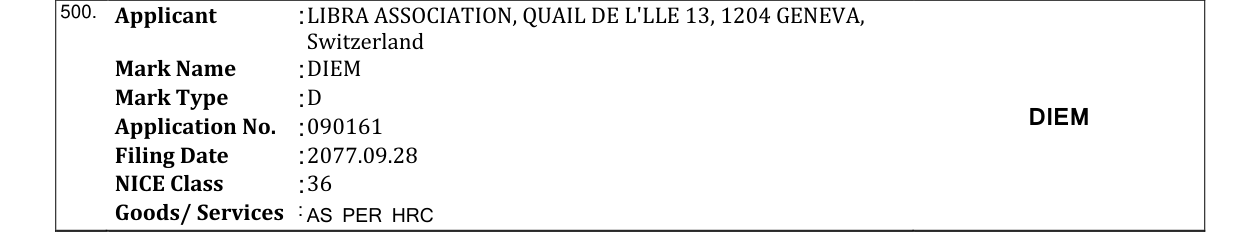 Original bulletin entry for DIEM