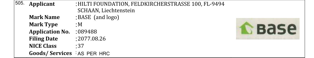 Original bulletin entry for BASE (and logo)