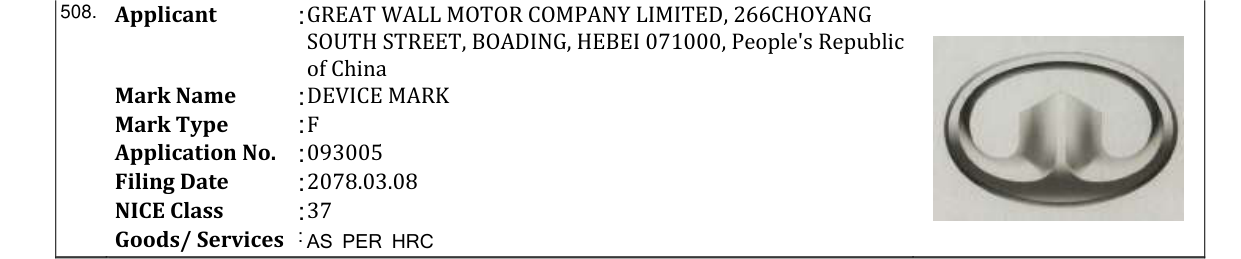 Original bulletin entry for DEVICE MARK