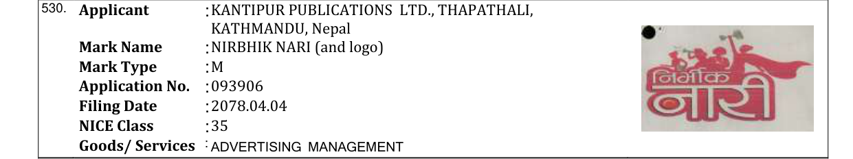 Original bulletin entry for NIRBHIK NARI (and logo)