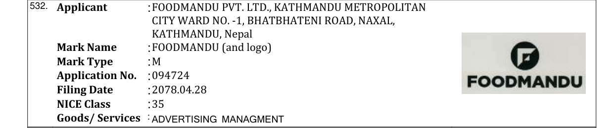 Original bulletin entry for FOODMANDU (and logo)