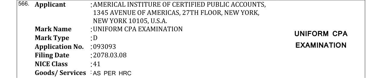 Original bulletin entry for UNIFORM CPA EXAMINATION UNIFORM CPA