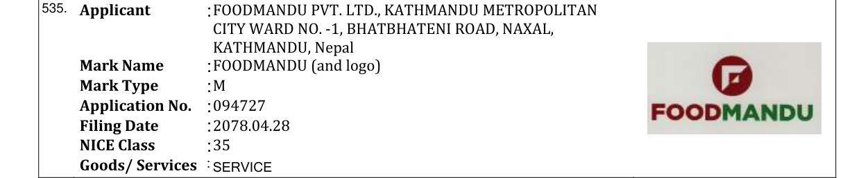 Original bulletin entry for FOODMANDU (and logo)