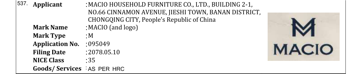 Original bulletin entry for MACIO (and logo)