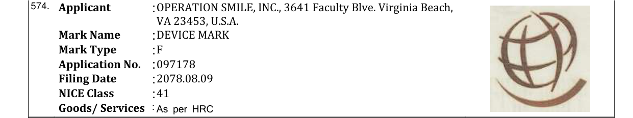 Original bulletin entry for DEVICE MARK
