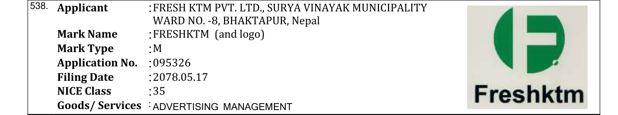 Original bulletin entry for FRESHKTM (and logo)