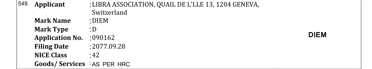 Original bulletin entry for DIEM