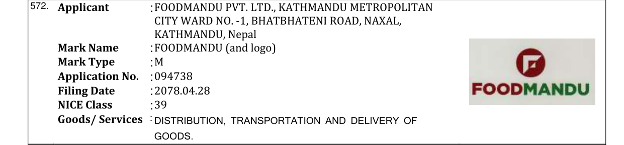 Original bulletin entry for FOODMANDU (and logo)