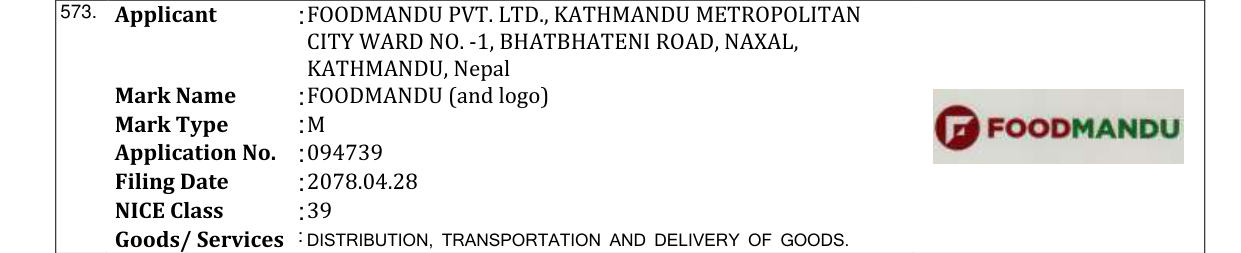 Original bulletin entry for FOODMANDU (and logo)