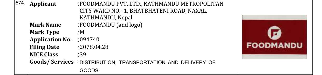 Original bulletin entry for FOODMANDU (and logo)