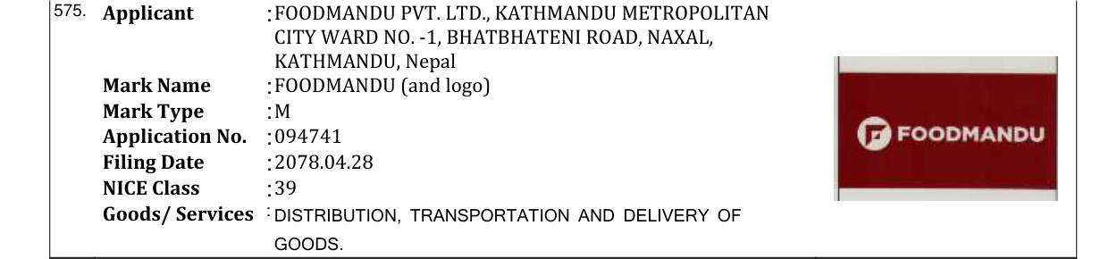 Original bulletin entry for FOODMANDU (and logo)