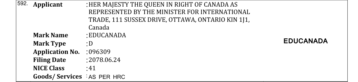 Original bulletin entry for EDUCANADA