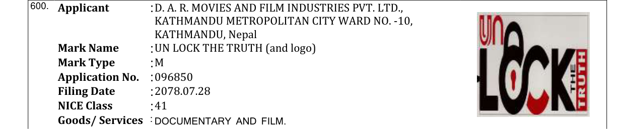 Original bulletin entry for UN LOCK THE TRUTH (and logo)