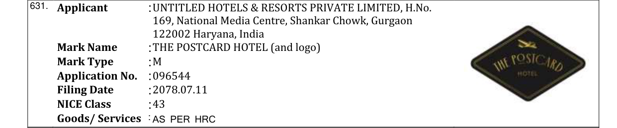 Original bulletin entry for THE POSTCARD HOTEL (and logo)