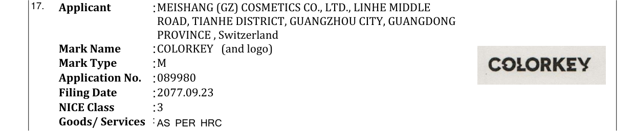 Original bulletin entry for COLORKEY (and logo)