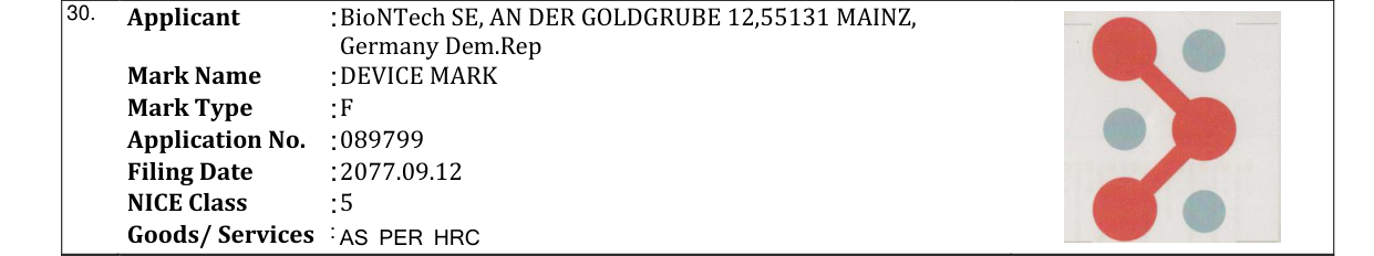 Original bulletin entry for DEVICE MARK