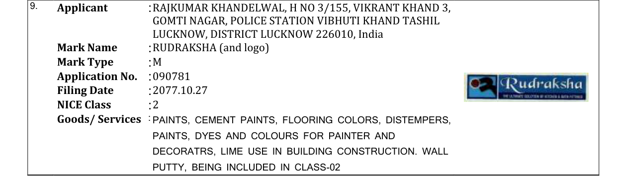Original bulletin entry for RUDRAKSHA (and logo)