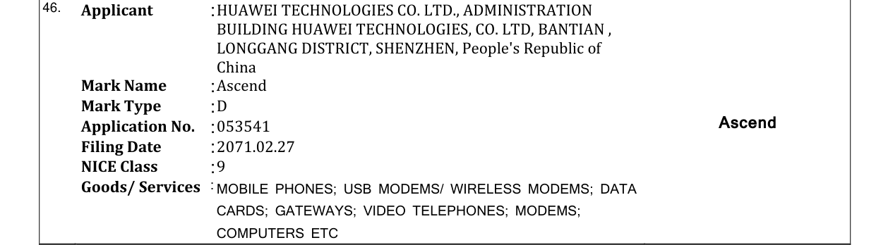 Original bulletin entry for Ascend