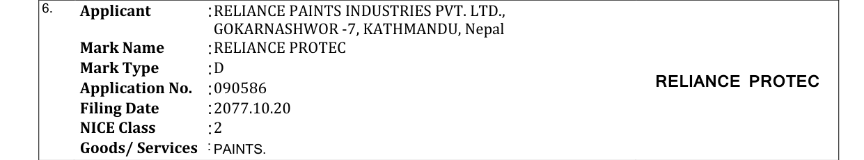 Original bulletin entry for RELIANCE PROTEC