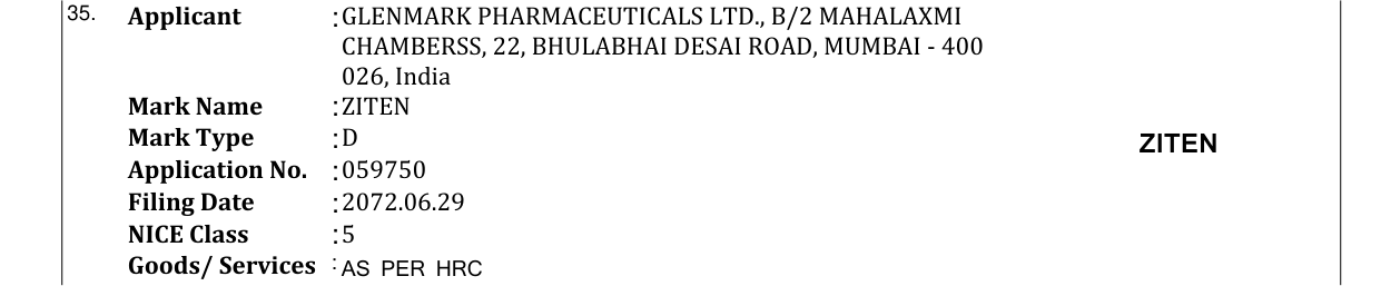 Original bulletin entry for ZITEN