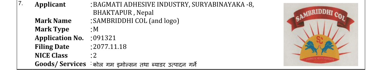 Original bulletin entry for SAMBRIDDHI COL (and logo)