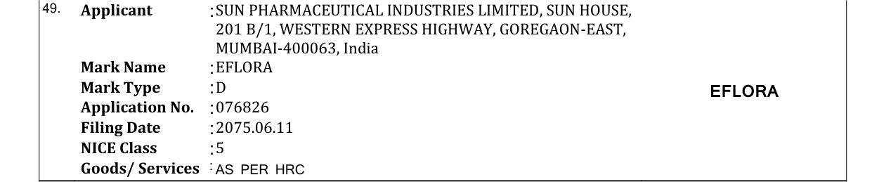 Original bulletin entry for EFLORA