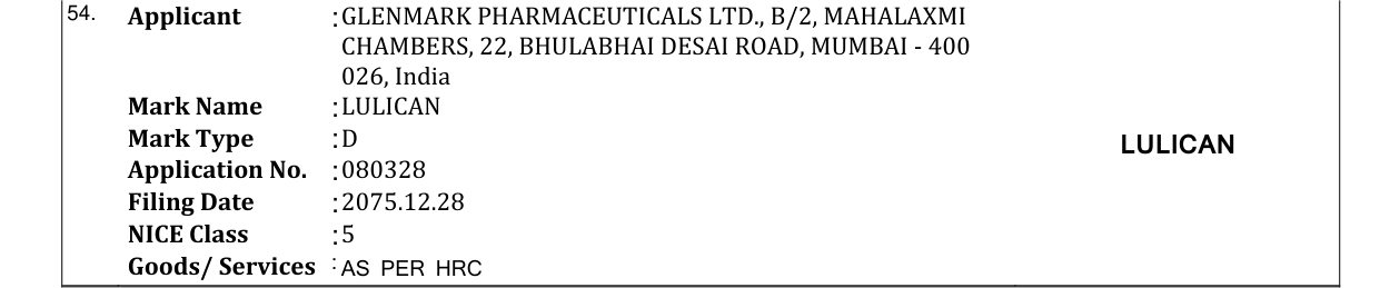 Original bulletin entry for LULICAN