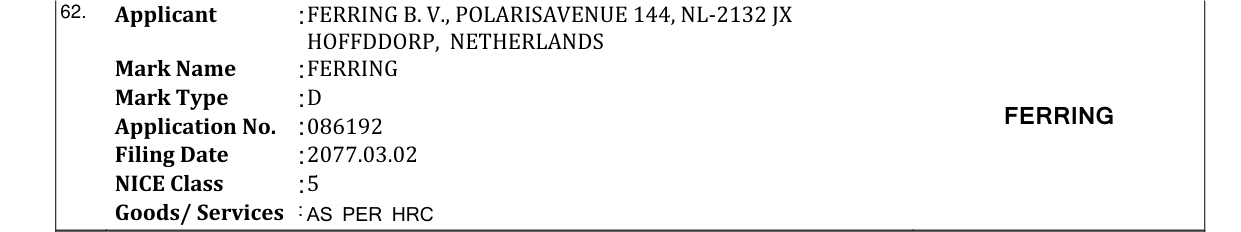 Original bulletin entry for FERRING