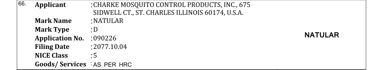Original bulletin entry for NATULAR