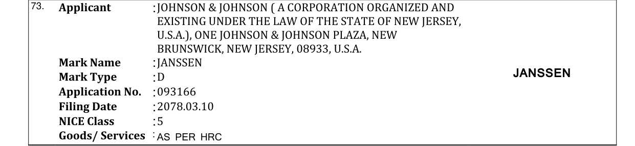 Original bulletin entry for JANSSEN