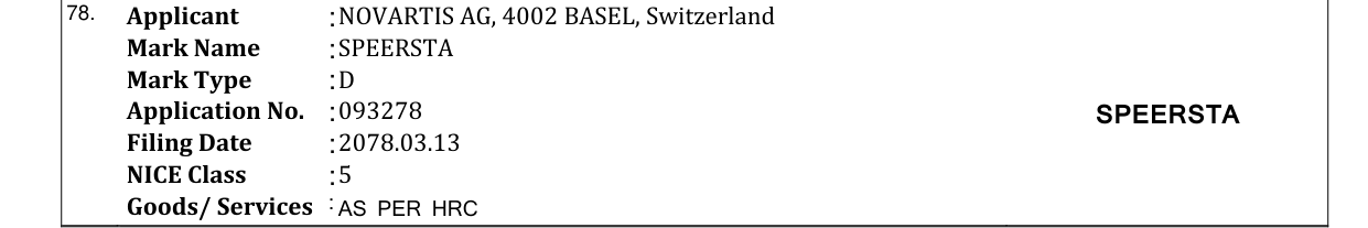 Original bulletin entry for SPEERSTA