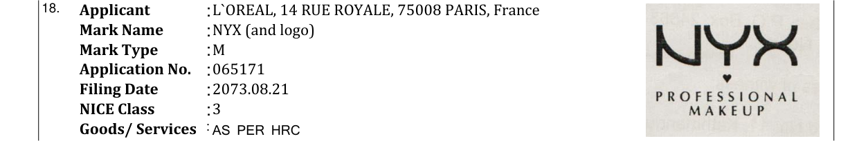 Original bulletin entry for NYX (and logo)